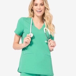 FIGS women scrub top- surgical green small